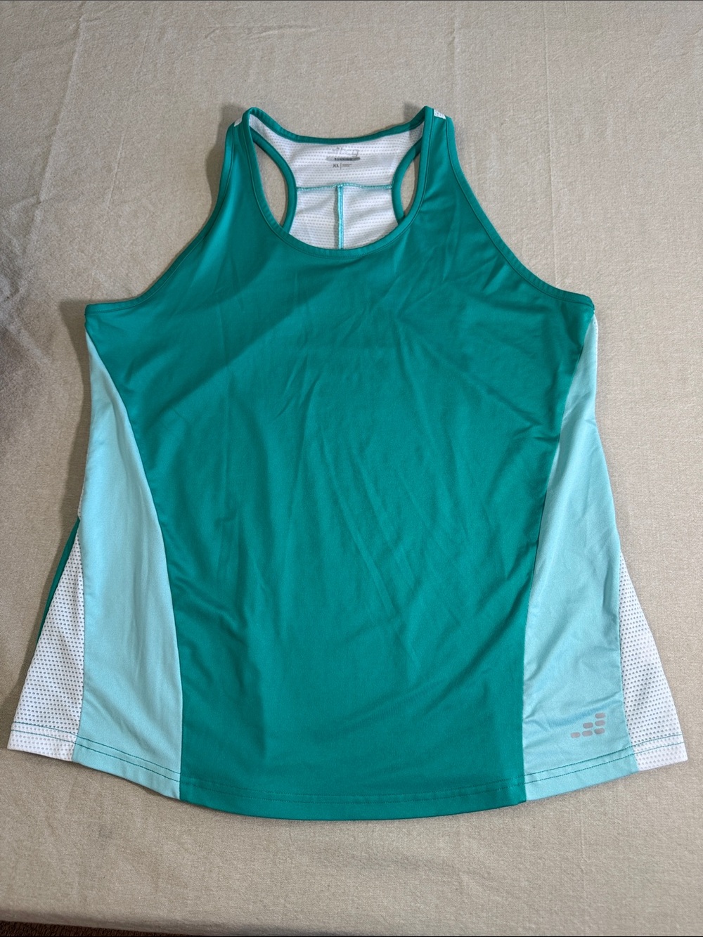 BCG Running Women’s XL Teal White Racerback Athletic Tank Top Mesh